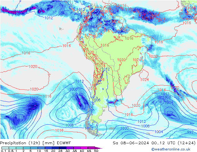 Yağış (12h) ECMWF Cts 08.06.2024 12 UTC