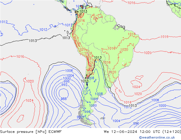 Bodendruck ECMWF Mi 12.06.2024 12 UTC