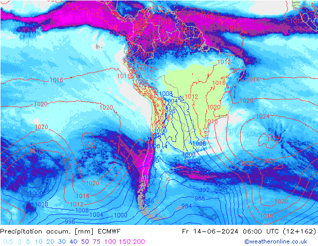 Toplam Yağış ECMWF Cu 14.06.2024 06 UTC