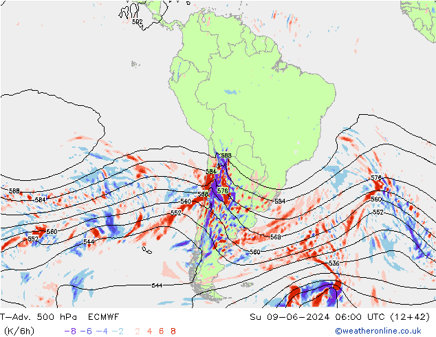 T-Adv. 500 hPa ECMWF  09.06.2024 06 UTC