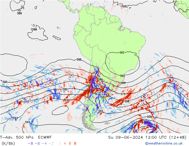 T-Adv. 500 hPa ECMWF So 09.06.2024 12 UTC