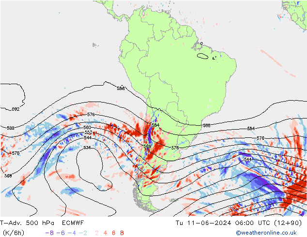 T-Adv. 500 hPa ECMWF Tu 11.06.2024 06 UTC