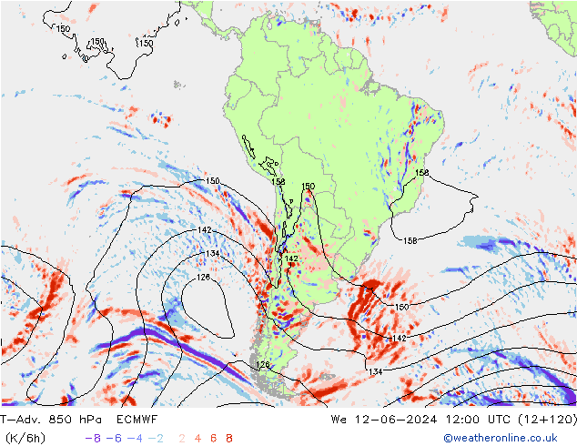 T-Adv. 850 hPa ECMWF wo 12.06.2024 12 UTC