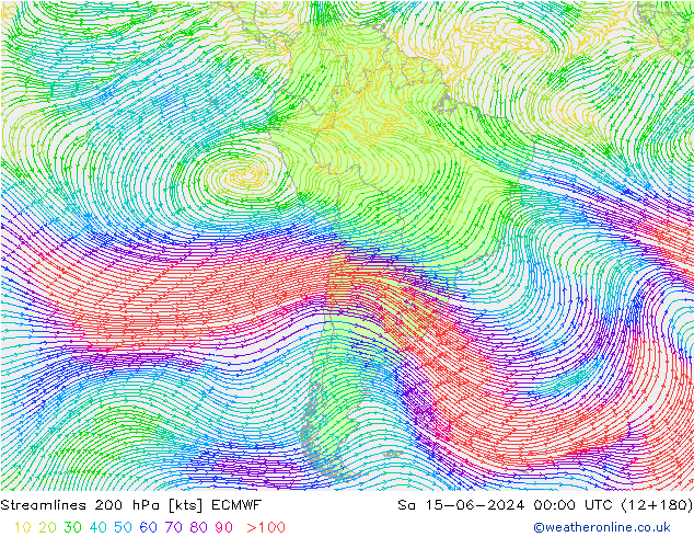 ветер 200 гПа ECMWF сб 15.06.2024 00 UTC