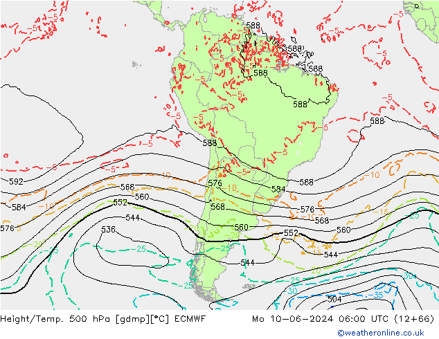 Height/Temp. 500 hPa ECMWF Mo 10.06.2024 06 UTC