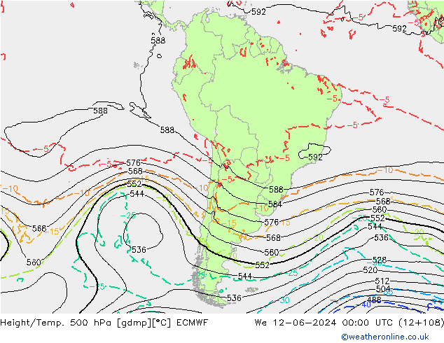 Height/Temp. 500 гПа ECMWF ср 12.06.2024 00 UTC