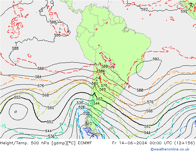 Height/Temp. 500 hPa ECMWF Fr 14.06.2024 00 UTC