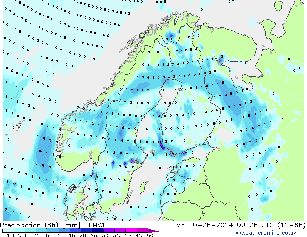 Z500/Rain (+SLP)/Z850 ECMWF пн 10.06.2024 06 UTC