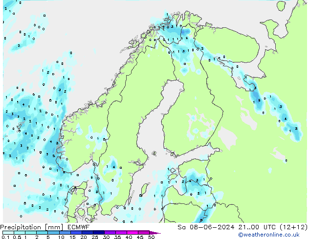 Niederschlag ECMWF Sa 08.06.2024 00 UTC