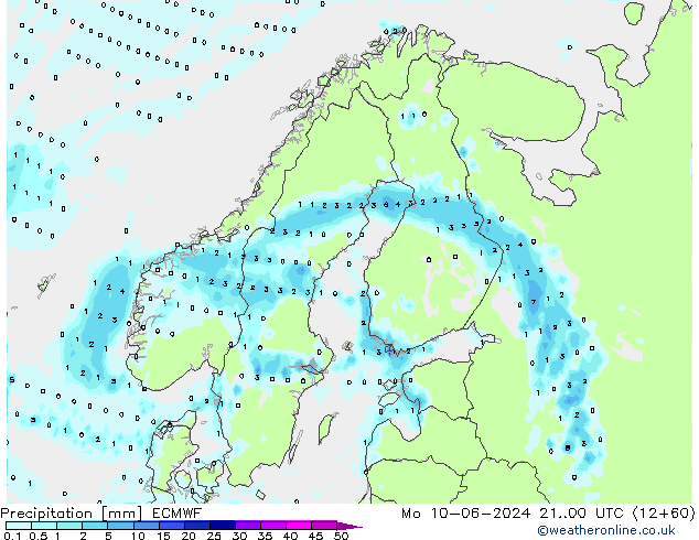 Niederschlag ECMWF Mo 10.06.2024 00 UTC