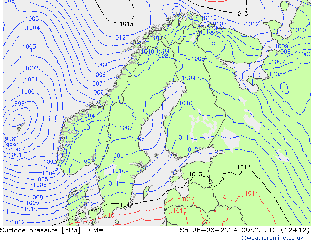 ciśnienie ECMWF so. 08.06.2024 00 UTC