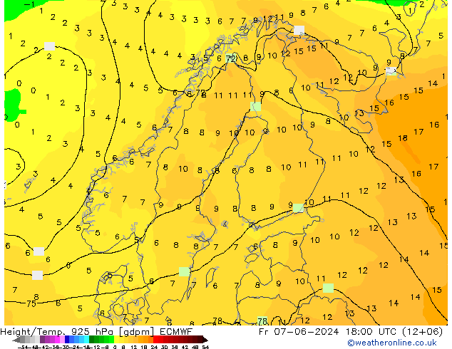 Yükseklik/Sıc. 925 hPa ECMWF Cu 07.06.2024 18 UTC