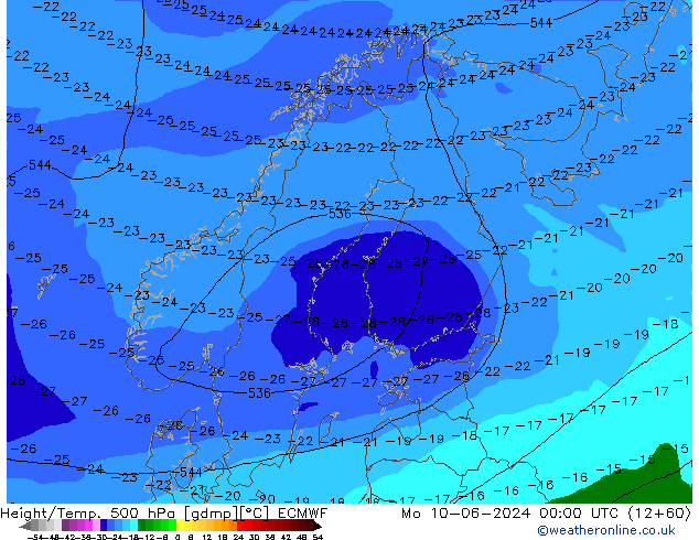 Z500/Rain (+SLP)/Z850 ECMWF Mo 10.06.2024 00 UTC