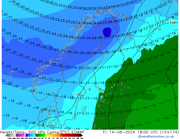 Z500/Rain (+SLP)/Z850 ECMWF Fr 14.06.2024 18 UTC