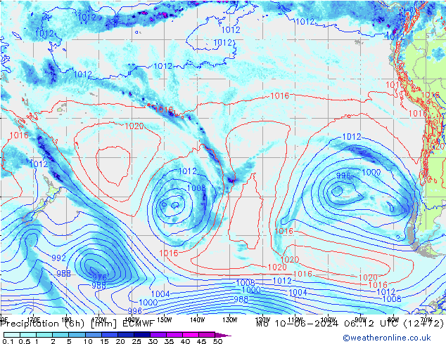 Z500/Yağmur (+YB)/Z850 ECMWF Pzt 10.06.2024 12 UTC