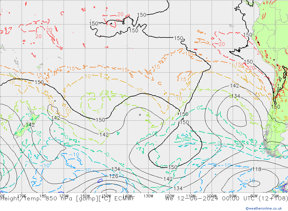 Height/Temp. 850 hPa ECMWF We 12.06.2024 00 UTC