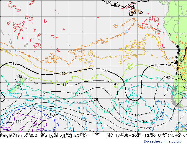 Height/Temp. 850 hPa ECMWF Mo 17.06.2024 12 UTC