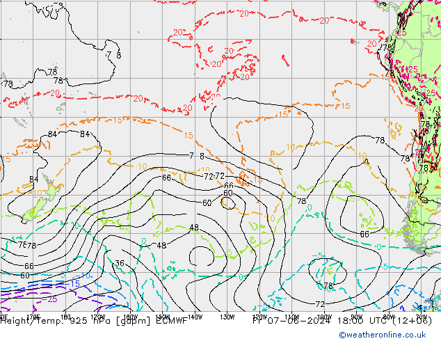 Height/Temp. 925 hPa ECMWF Fr 07.06.2024 18 UTC