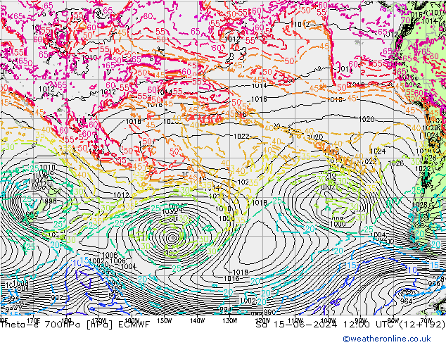 Theta-e 700hPa ECMWF Sa 15.06.2024 12 UTC