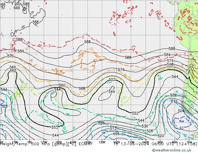 Height/Temp. 500 hPa ECMWF Th 13.06.2024 06 UTC