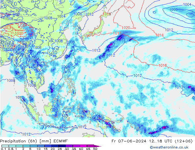 Z500/Rain (+SLP)/Z850 ECMWF Fr 07.06.2024 18 UTC