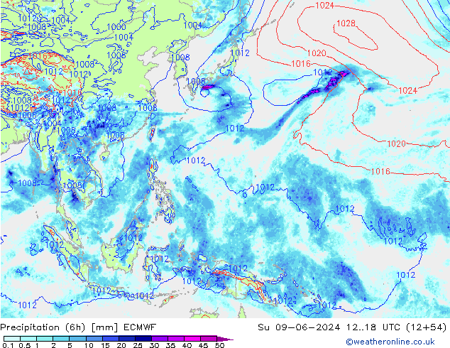 Z500/Rain (+SLP)/Z850 ECMWF Su 09.06.2024 18 UTC