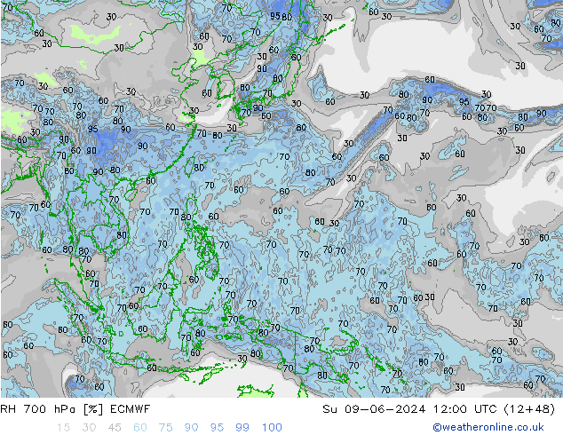 RH 700 hPa ECMWF So 09.06.2024 12 UTC