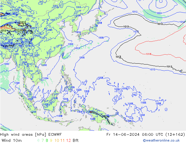 High wind areas ECMWF ven 14.06.2024 06 UTC