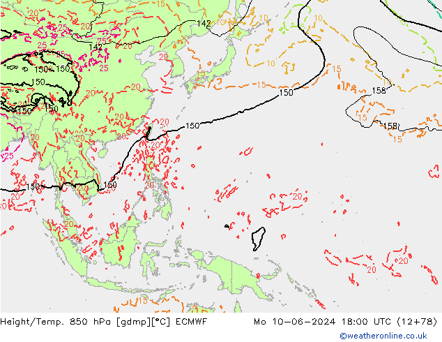 Z500/Rain (+SLP)/Z850 ECMWF Mo 10.06.2024 18 UTC