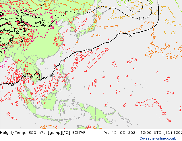 Z500/Rain (+SLP)/Z850 ECMWF  12.06.2024 12 UTC