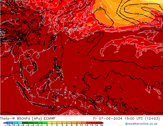 Theta-W 850hPa ECMWF Fr 07.06.2024 15 UTC