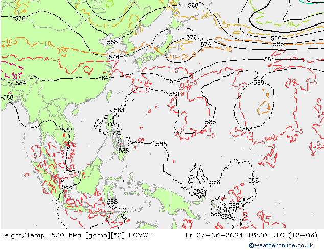 Z500/Rain (+SLP)/Z850 ECMWF Fr 07.06.2024 18 UTC