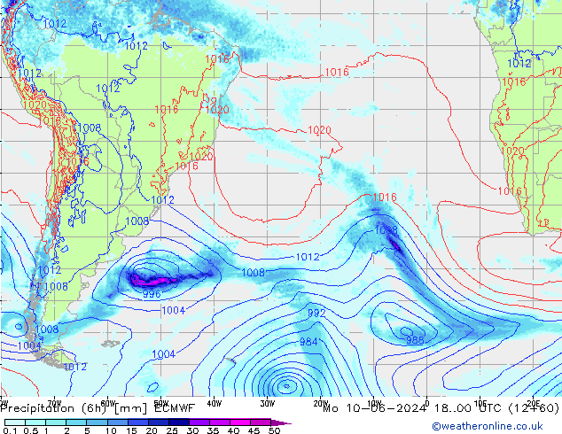 Z500/Rain (+SLP)/Z850 ECMWF lun 10.06.2024 00 UTC