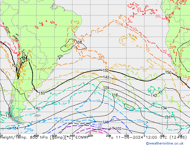 Z500/Rain (+SLP)/Z850 ECMWF Tu 11.06.2024 12 UTC