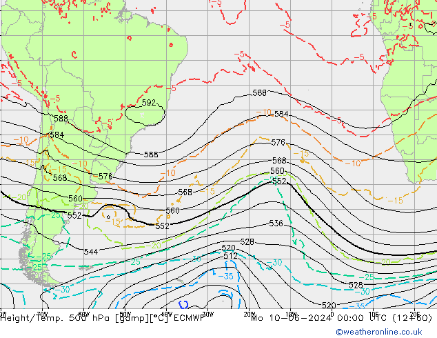 Z500/Rain (+SLP)/Z850 ECMWF lun 10.06.2024 00 UTC