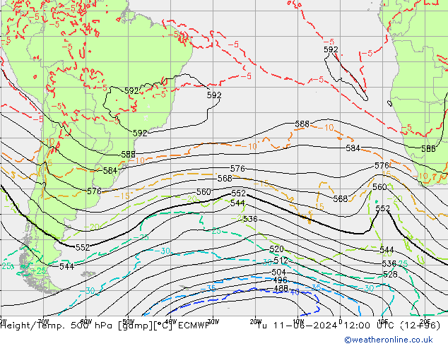 Z500/Rain (+SLP)/Z850 ECMWF Tu 11.06.2024 12 UTC