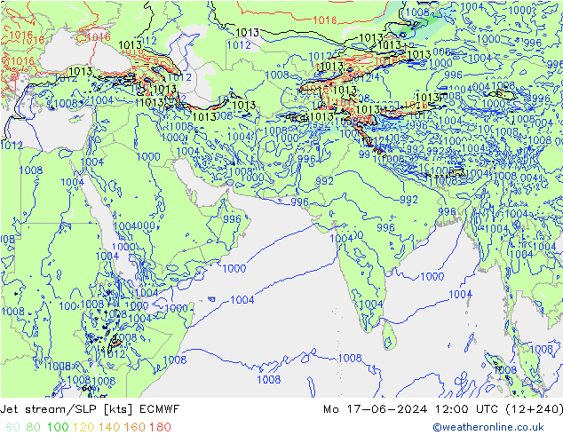 Jet stream/SLP ECMWF Po 17.06.2024 12 UTC