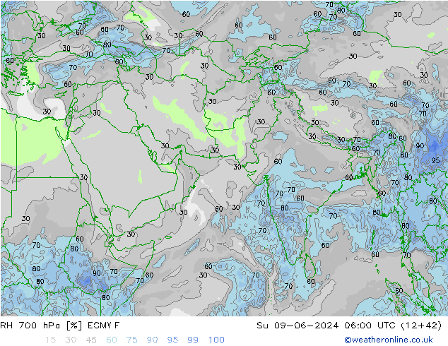 RH 700 hPa ECMWF  09.06.2024 06 UTC