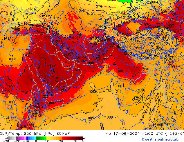 SLP/Temp. 850 hPa ECMWF Po 17.06.2024 12 UTC