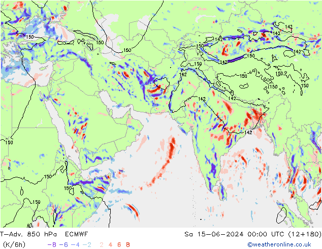 T-Adv. 850 гПа ECMWF сб 15.06.2024 00 UTC