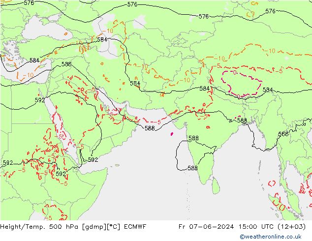 Yükseklik/Sıc. 500 hPa ECMWF Cu 07.06.2024 15 UTC