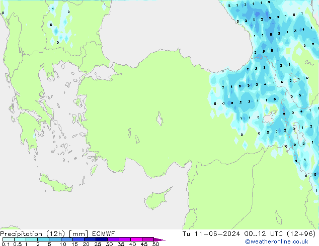 Précipitation (12h) ECMWF mar 11.06.2024 12 UTC