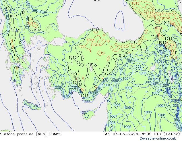 приземное давление ECMWF пн 10.06.2024 06 UTC