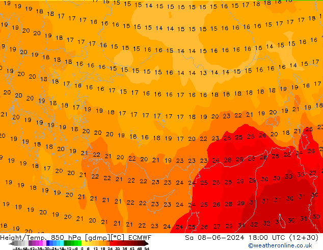 Z500/Rain (+SLP)/Z850 ECMWF  08.06.2024 18 UTC