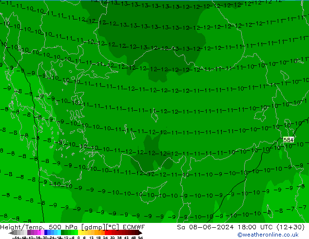 Z500/Rain (+SLP)/Z850 ECMWF  08.06.2024 18 UTC