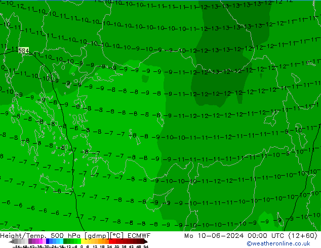 Z500/Rain (+SLP)/Z850 ECMWF Po 10.06.2024 00 UTC