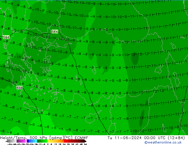 Z500/Rain (+SLP)/Z850 ECMWF mar 11.06.2024 00 UTC