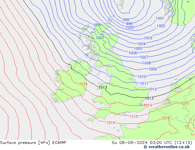 ciśnienie ECMWF so. 08.06.2024 03 UTC