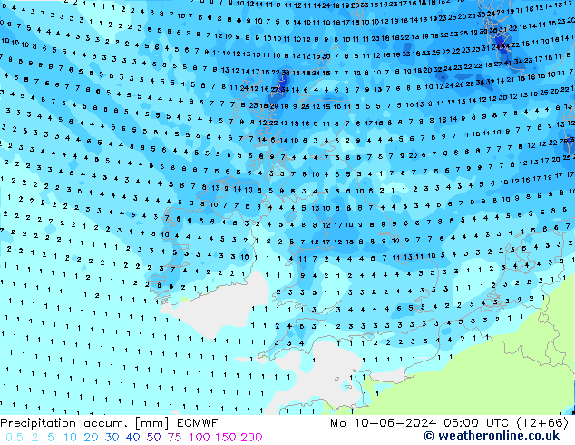 Toplam Yağış ECMWF Pzt 10.06.2024 06 UTC