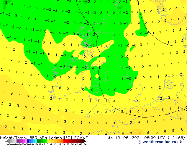 Height/Temp. 850 hPa ECMWF Mo 10.06.2024 06 UTC